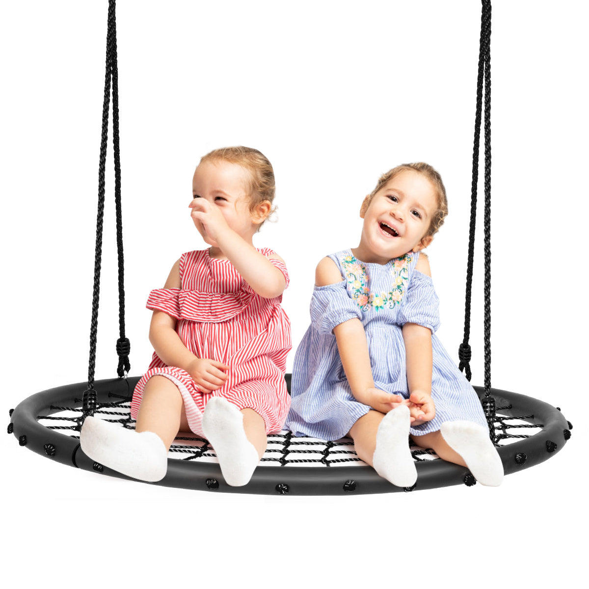 Coast Ø100cm Spider Web Tree Swing Swing met verstelbare touwen en robuuste stalen frames zwart