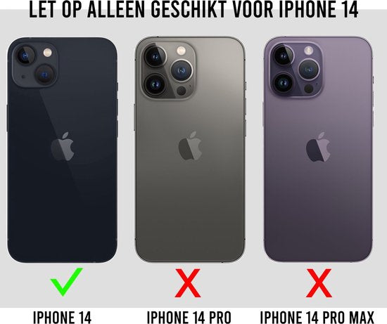 Telefoonhoesje Geschikt voor Iphone 14 Hoesje Met Pasjeshouder En Screenprotector Beschermglas