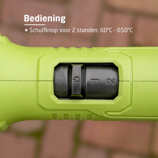 BREND BR-2229 Elektrische Onkruidbrander met Wielen – Onkruidbestrijder met Hitte tot 650 °C – Met Opzetstuk voor BBQ – Milieuvriendelijk – Groen