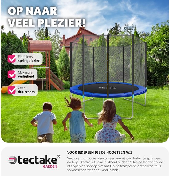 tectake® - TÜV-geteste tuintrampoline - 305 cm - kindertrampoline met veiligheidsnet, als buitenspeelgoed, sporttrampoline of buitenspeelgoed