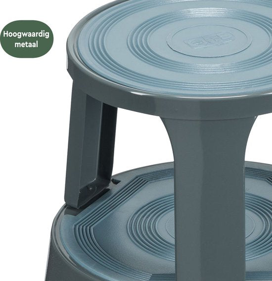 BRASQ Opstapkrukje Premium Grijs - Draagvermogen 150 kg - Opstapkruk - Olifantenvoet - Kantoorkruk - Roltrap - Kruk - Metaal