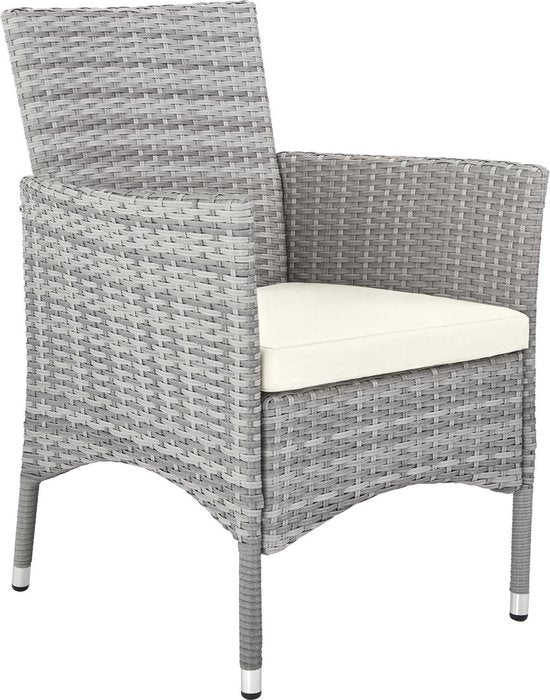 tectake - Wicker zitgroep 8 stoelen en 1 tafel - incl. beschermhoes - grijs - 403710