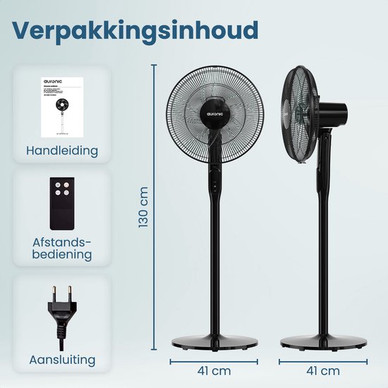Auronic Statiefventilator - Staande Ventilator - Luchtkoeler - Vloer en tafelventilator - 3-in-1 - 12 Snelheden - Stille Ventilator - Fan - Met Afstandsbediening - Zwart
