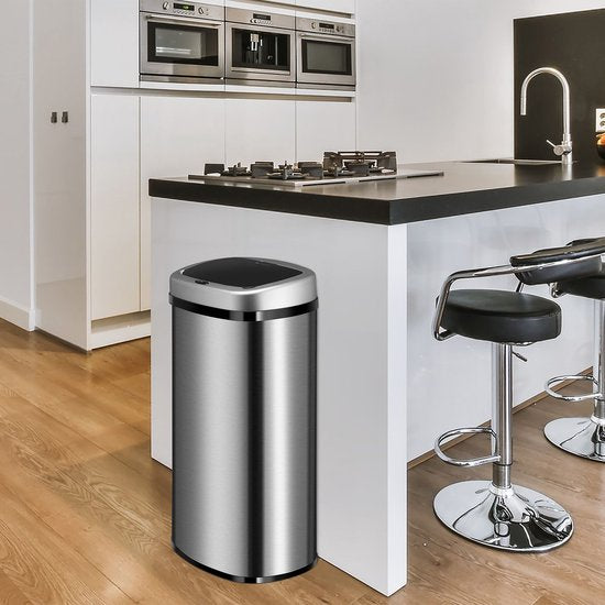 Automatische Prullenbak / Afvalemmer / Sensorprullenbak - 60 Liter - Zilver - Rechthoek