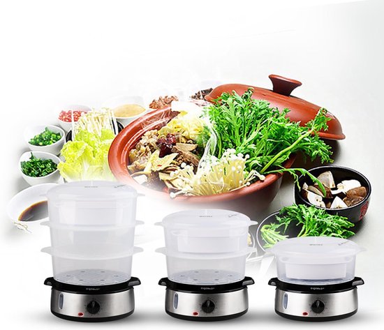 Aigostar Fitfoodie 30INA - Stoomkoker 9L - met Timer - 800W - 3 Lagen - RVS