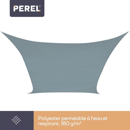 Perel Schaduwdoek, waterafstotend, 3.6 x 3.6 m, 160 g/m², polyester, vierkant, lichtgrijs