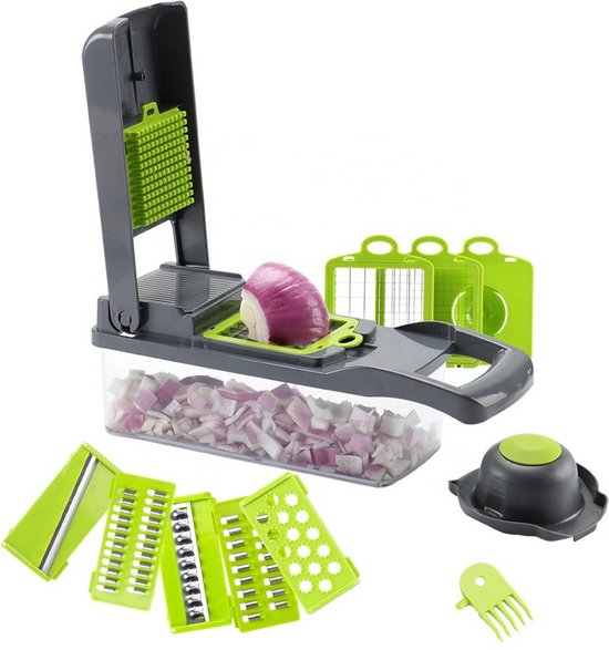 Groentesnijder - Slicer dicer - Groentehakker - Mandoline - groentesnijder - Incl. 7 mesjes - incl Schilmes - kaasrasp - incl eierscheider - allessnijder-