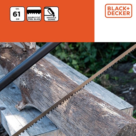 BLACK+DECKER Beugelzaag - 24"/ 61CM - Zachte Comfortgreep - Schokabsorberend - Knokkelbescherming - Staal - Zwart/Oranje