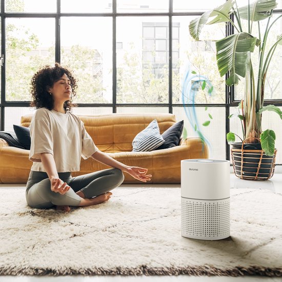 Auronic Luchtreiniger Fresh - Met HEPA 13-filter - 225 m³/u - 45 m² - Koolstoffilter - 3 Standen - Air Purifier - Wit