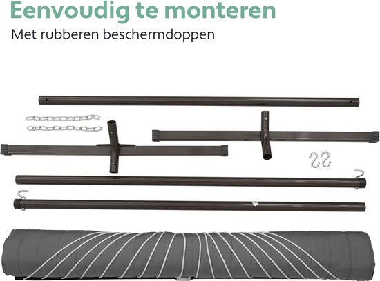 Vita5 Hangmat met Standaard 2 Persoons - Hangmatsets - Tuin Hangmat met Spreidstok en Frame - Donker Grijs - UV-bestendig - Draaggewicht Tot 200 kg