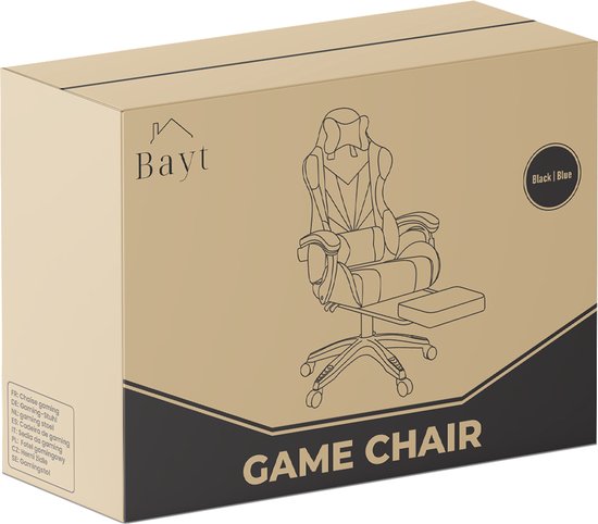 Bayt Gamestoel - Gaming stoel - Gamingstoel - Comfort gamer stoel - Zwart en Lichtblauw