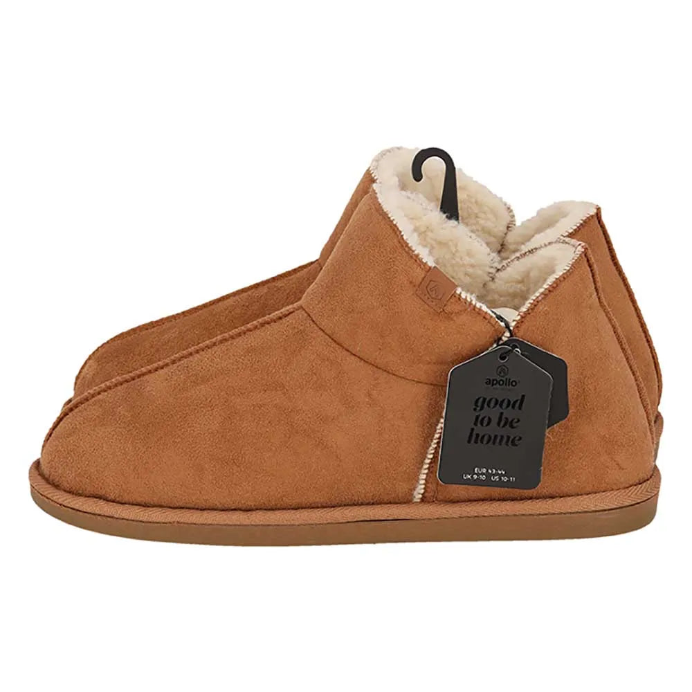 Apollo Heren Pantoffels Cognac – Suède Home Boots – Maat 45/46
