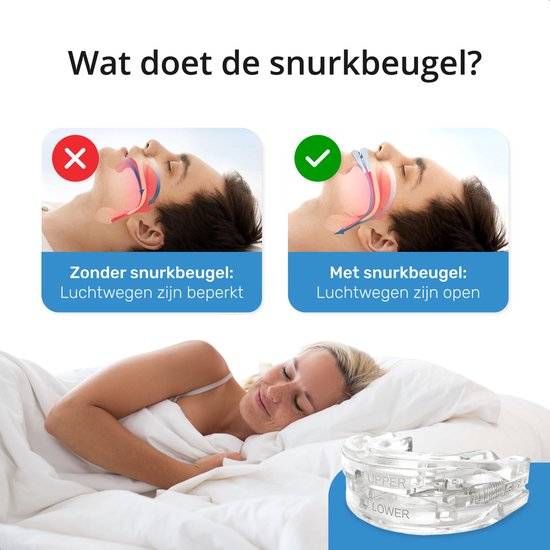 Airmaster Anti Snurk Beugel - Verstelbaar - Nachtrust Producten - Neusspreider - Gebitsbeschermer - Knars - Bitje - Transparant BPA vrij