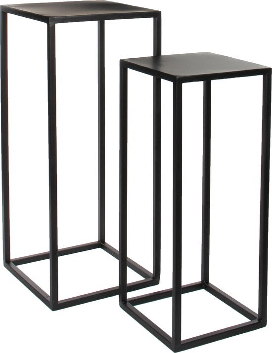 Mica Decorations Goa Bijzettafel - Set van 2 - L30 x B30 x H70 cm - Metaal - Zwart