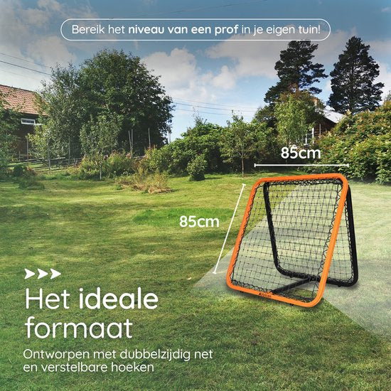 Volcan Dubbelzijdige Rebounder - Voetbal Trainingsmateriaal - Verstelbare Voetbal Bouncer - 85 x 85 cm - Inclusief Grondankers - Dubbele Progressie