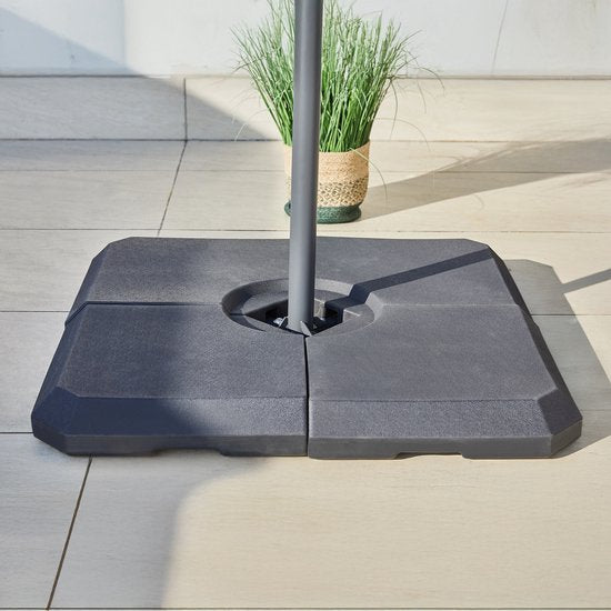 AXI Parasolvoet 4-delig Vulbaar – Zwart – 99 x 99 x 10 cm - Voor Zweefparasols tot 2,5 x 2,5 m of diameter 3 m – Met Handvat – Kunststof