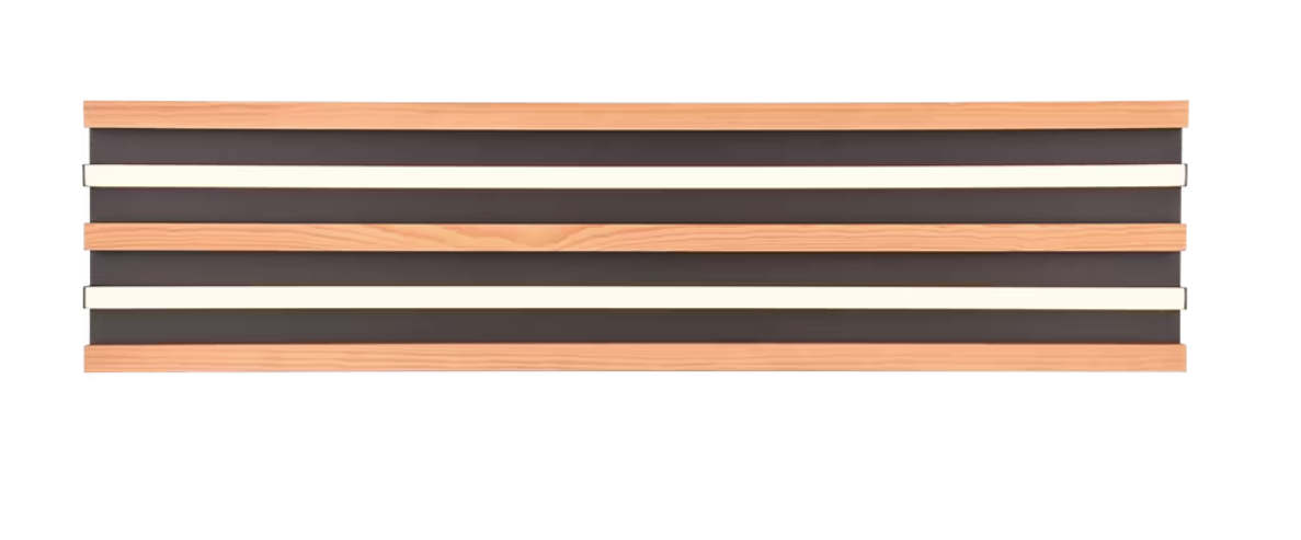 Trio - Fontana - LED Plafonnière - 80 x 20 x 6 cm - 27W - 3-Staps Dimbaar & 3000K - Zwart/Hout