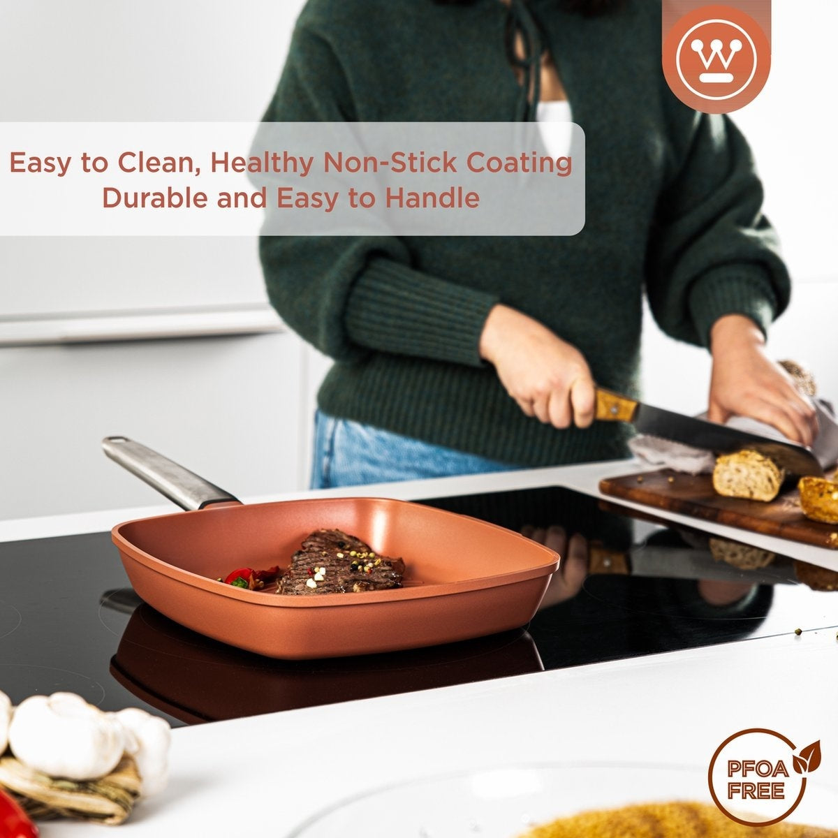 Westinghouse Performance Series Grillpan - Oven Geschikt - 28 cm - Oranje