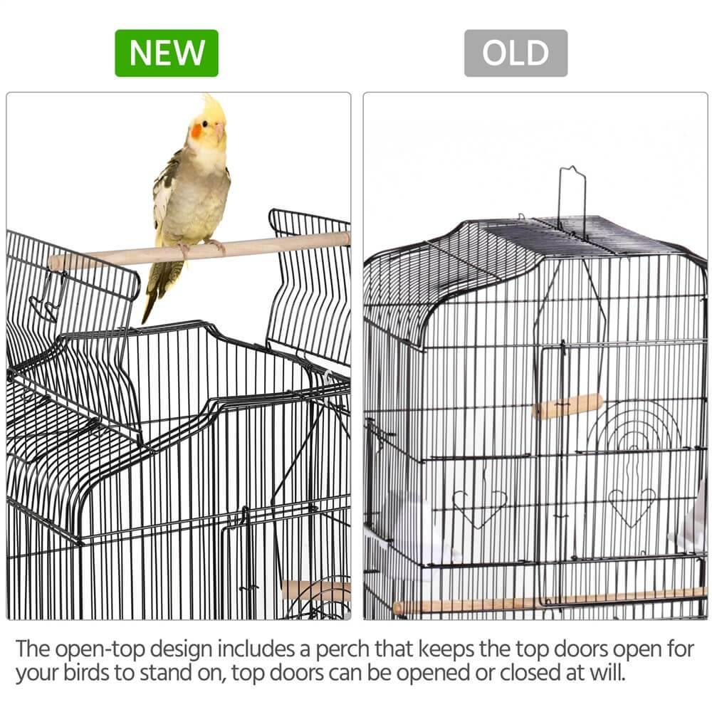 Yaheetech Grote Vogelkooi met Standaard - 92 x 46 x 35,3 cm - 1 cm Spijlafstand