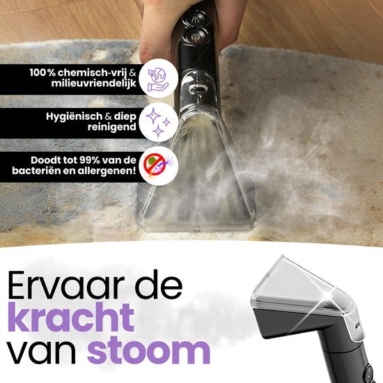 Hendriqs® 4-1 Tapijtreiniger - 105 °C Stoomreiniger met Anti-Verstopping Functie & Wieltjes en Automatisch Snoeroprolsysteem - Zetelreiniger - Draagbare Vlekkenreiniger - Bank Reiniger - Meubelreiniger - Bankreiniger - Reinigingsmachine