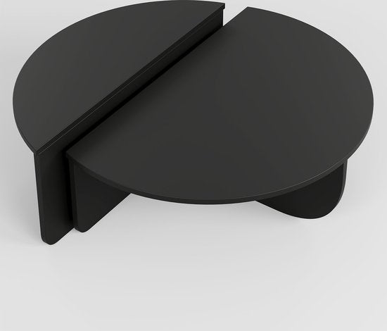 Asir Koffietafels - Set van 2 - Spaanplaat & PVC-omsnoering - Zwart