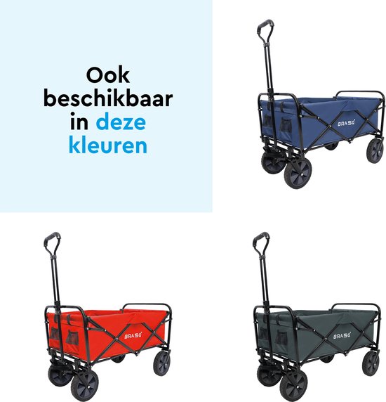 BRASQ Bolderkar Opvouwbaar - 100 Liter - 80 KG Draagkracht - Draaibare wielen mét rem - 90x51x100 CM - Verstelbare hendel - Inklapbare Bolderwagen - Compact – Zwart