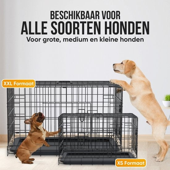 Avalo Hondenbench XXL - Bench Voor Honden - Opvouwbare Kooi - 2 Deuren - 122x74x80 CM