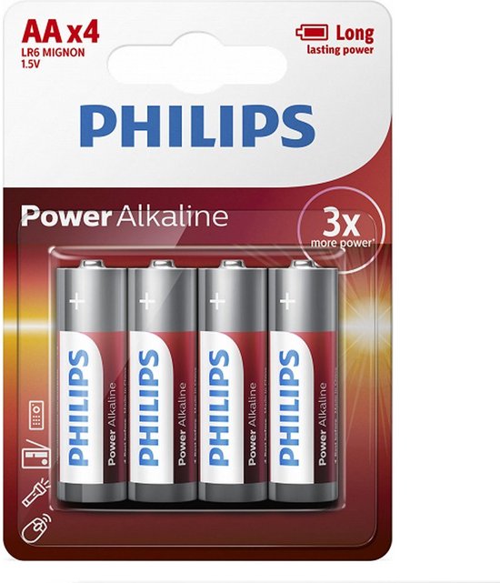 Philips Power Alkaline - AA Batterijen - 4 stuks