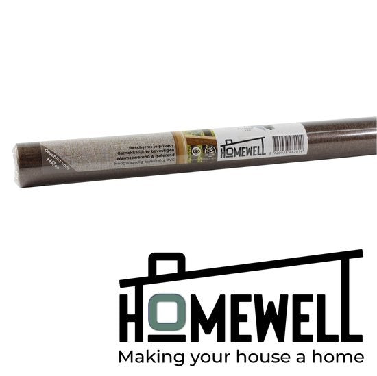 Homewell Raamfolie HR++ 70x300 - Isolerend & Zonwerend - Anti inkijk - Statisch - Linnenlook Koffie