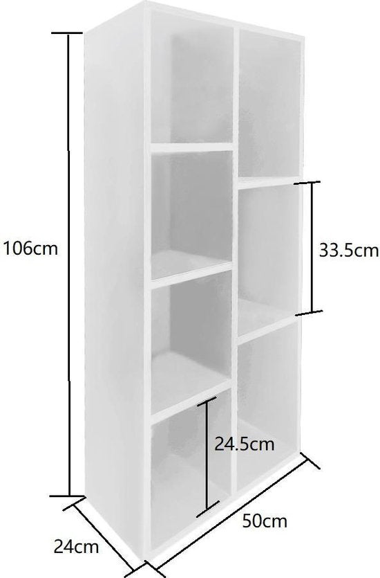 VDD Boekenkast 7 open vakkenkast - wit - 106x50x24 cm