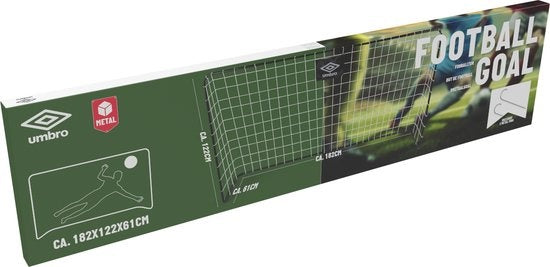 Umbro Voetbaldoel - Voetbal Goal 182 x 122 x 61 cm - Voetbalgoal Groot - Makkelijk te Verplaatsen - Buitenspeelgoed voor Kinderen en Volwassenen - Voetbal Training Doel - Metaal - Zwart/Wit