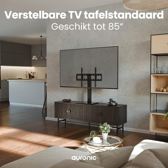 Auronic TV Standaard - TV Voet - Draaibaar - Verstelbaar - Geschikt Voor Curved Schermen - Tot 85 inch - Zwart