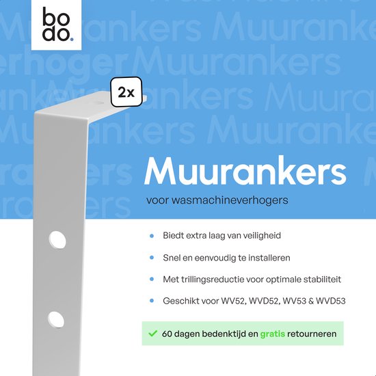 Bodo® Muuranker set Wit - Voor de Bodo wasmachine verhoger