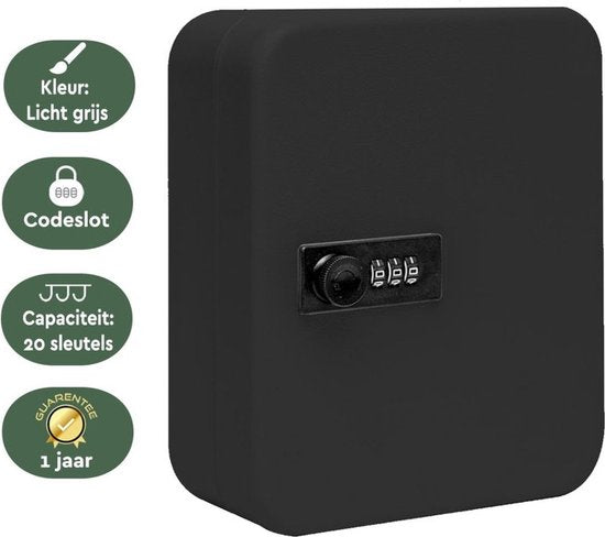 BRASQ Sleutelkast Sleutelkluis 20 sleutels met Combinatieslot - Sleutelbox KC300 Zwart met Cijferslot