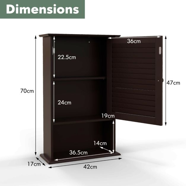 Badkamermeubel voor Wandmontage 3 Opbergplanken Praktische MDF-Structuur Gemakkelijk te Combineren Stijl 42 x 17 x 70 cm (Bruin)