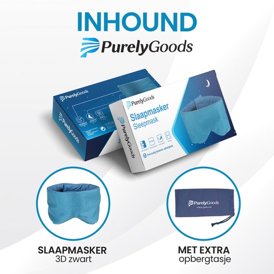 PurelyGoods® Slaapmasker - Oogmasker - 100% Verduisterend - Slaap Masker - Mannen en Vrouwen - Verstelbaar - Katoen - Oceaan Blauw