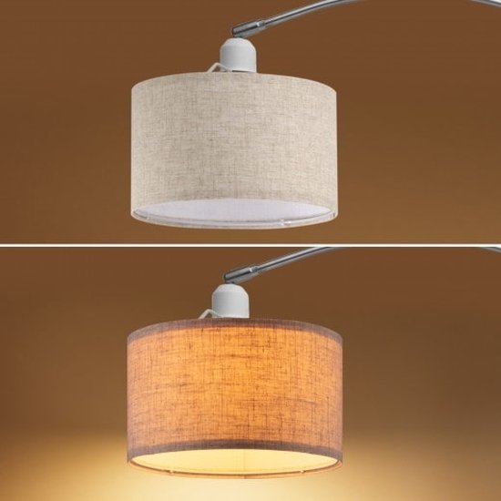 Booglamp – Stoffen - Kap – Marmeren - Voet - 150-175 cm – E27- Beige