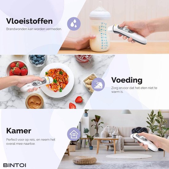 Bintoi® Thermometer voorhoofd - Temperatuurmeter - Koortsthermometer voor volwassenen en baby's - Infrarood thermometer lichaam - Digitale voorhoofd thermometer