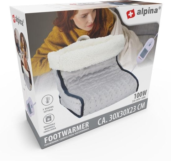 alpina Elektrische Voetenwarmer - Overhittebeveiliging - Binnenhoes Wasbaar - 3 Warmtestanden - Grijs