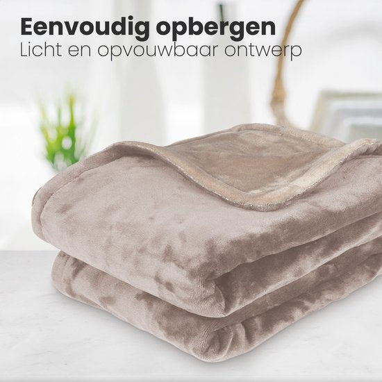 Auronic Elektrische Warmtedeken - Bovendeken - 2 Persoons - 3 Warmtestanden - Met Timer - 200 x 180 cm - Taupe