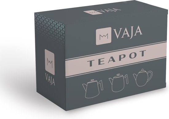 Vaja® Theepot Juliette met Filter - Dubbelwandig -Theekan 1.0L - Glimmend Zwart