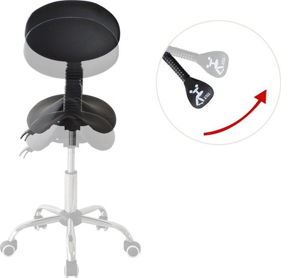 VDD Zadelkruk - Ergonomisch kantelbare rugleuning - Hoogte verstelbaar - 38x36x96cm