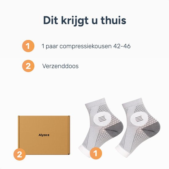 Alyze Neuropathie sokken - Maat 42-46 - Compressie kousen - Medische Steunsokken - Diabetes - Bed - Slaap sokken - Doorbloeding & Hardlopen