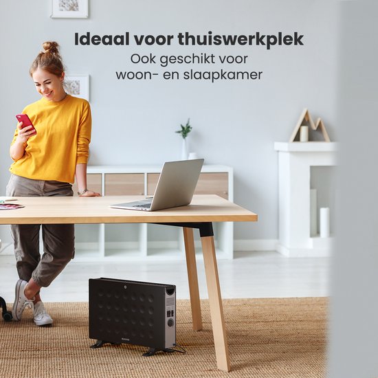 Auronic Convectorkachel - 2000W - Ingebouwde Ventilator - Elektrische Kachel - Met Thermostaat - Heater - Zwart