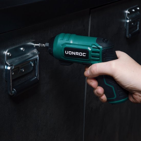 VONROC Accu Schroefmachine – 4V – Incl. 14-delige bitset, USB-C oplaadkabel en opbergtas