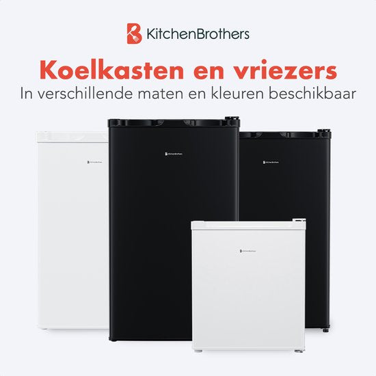 KitchenBrothers Koelkast - 88L Koelvak - 14L Vriesvak - IJskast - Koelvriescombinatie - Frigo - Vrijstaand - Zwart