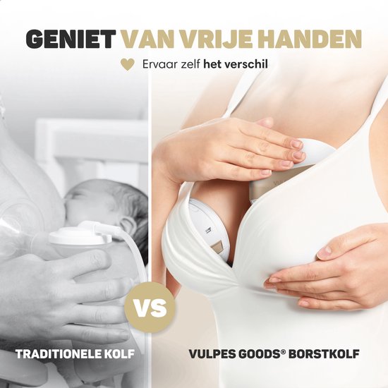 Vulpes Goods® BabyCare - Handsfree Borstkolf - Elektrische Draadloze Borstkolf – Dubbele Borstkolf - Draagbaar & Handsfree - BPA vrij - Met 60 Moedermelk bewaarzakjes, Reistas, Tepelmaat meter & Borstschildverkleiners - PRO versie