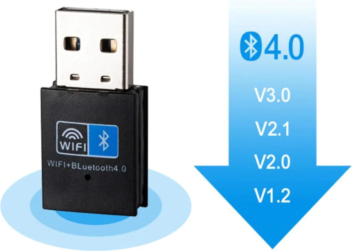 Techvavo® Draadloze USB WiFi Bluetooth Adapter - Draadloze Dongle USB2.0 WiFi BT4.0 Adapter