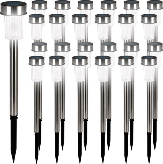 Tuinverlichting – Led lamp – 24 stuks – IP44 – Waterdicht – Wit – RVS