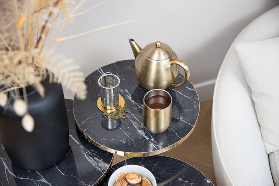 Vaja® Theepot Valerie Goud - Dubbelwandig - 1.2 Liter - RVS Theekan met Filter & Warmhouder